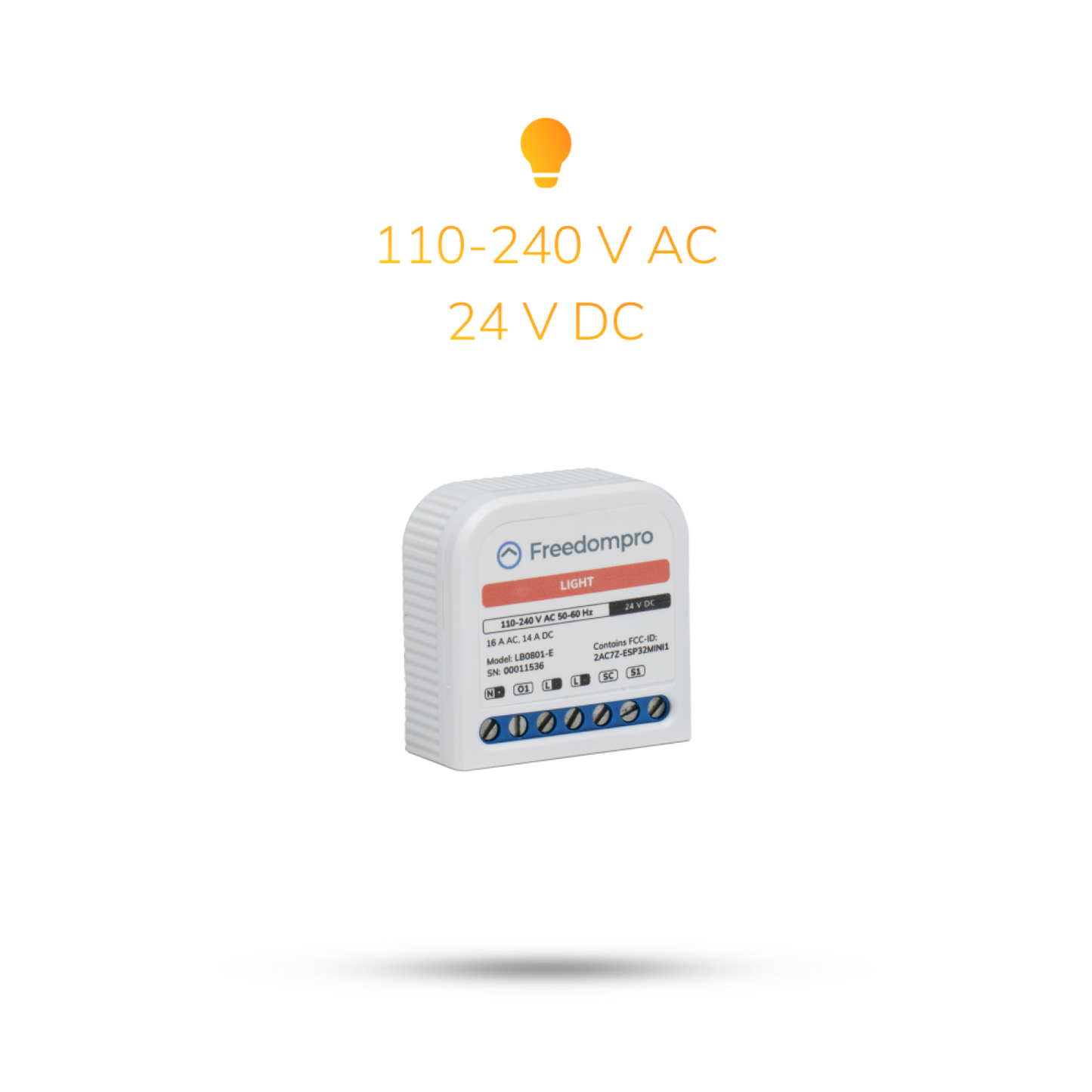 Módulo WiFi Smart para controlar 1 luz. Instalación detrás de pulsadores e interruptores.