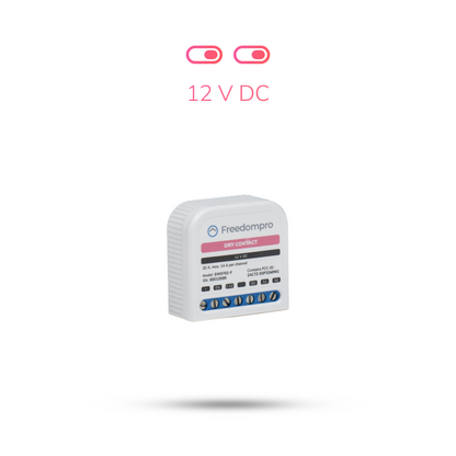 12 V DC WLAN Smart Modul zur Steuerung von 2 Trockenkontakt Geräten. Installation hinter Tastern und Schaltern.