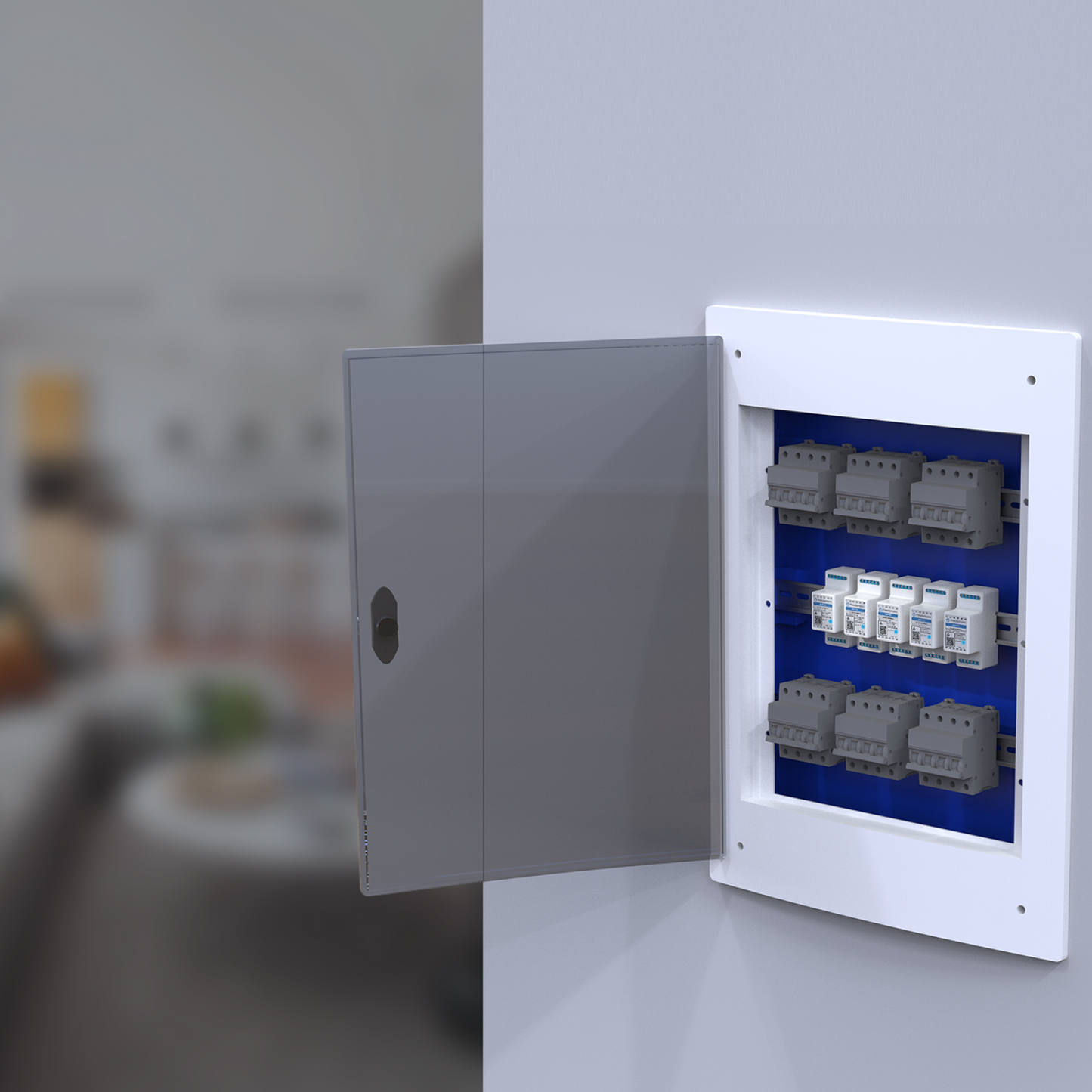 WiFi operating Smart Module to control 2 electrical shutters or blinds. Installation in the electrical panel.