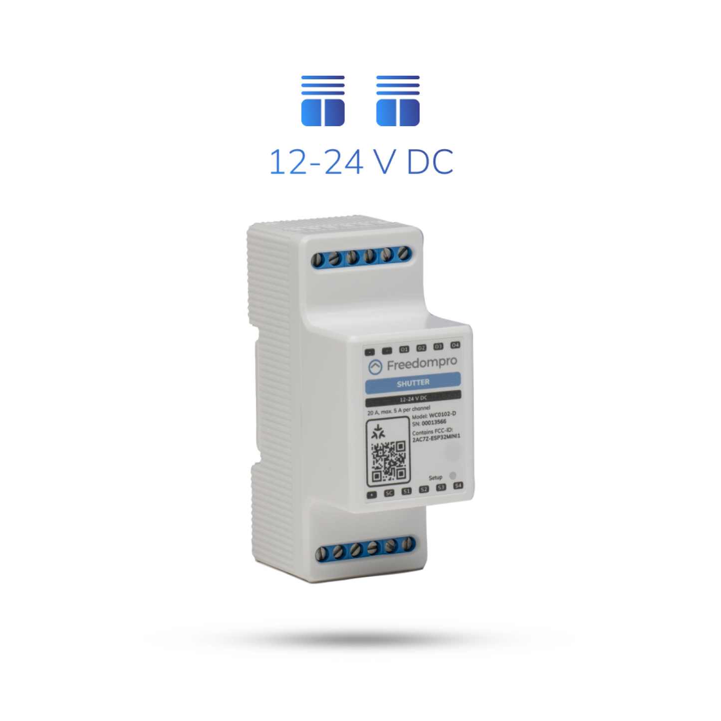 12-24 V DC WLAN Smart Modul zur Steuerung von 2 elektrischen Rollläden. Installation in der Schalttafel.